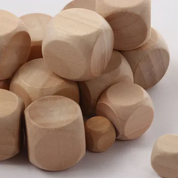 D6 6-обикновен празен дървен куб за партита, семейни игри 
