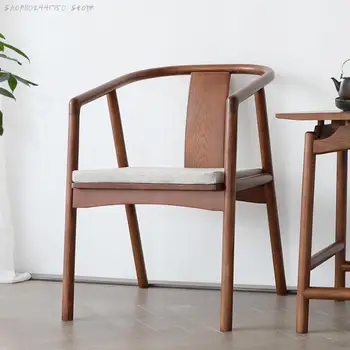 Нов стол в китайски стил, модерен стол за хранене от масивно дърво за дома, ресторант, Спускащите Гости Търговска маса за хранене, околовръстен стол