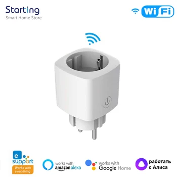 eWeLink WIFI + Bluetooth Smart Pulg С Монитор Хранене Пожароустойчива Изход Гласов Контрол, Таймер за Работа С Алекса Alice Google Home