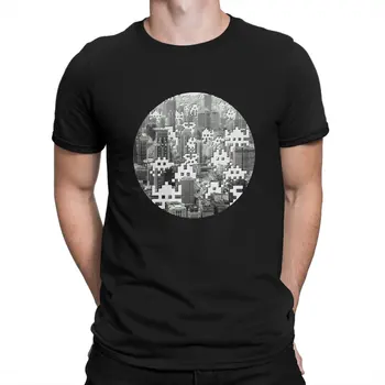 Тениска The Grey World Space Invaders, Снимающая Видеоигри, Модни тениска с кръгло деколте, Градинска Облекло в стил Харадзюку