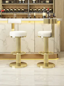 Въртящи се предни бар столове в скандинавски стил, лесен луксозен бар стол, домашен подвижен стол, прост, модерен стол, бар стол за кухня