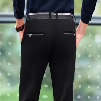 Нови летни мъжки панталони върху плоска подметка, дебнещ бизнес костюмные панталони, ежедневни панталони, които са устойчиви на бръчки, офис ежедневни панталони в корейски стил, обикновен