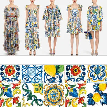 Италианската Луксозна марка, набивная 100% полиестерен плат за рокли, дамски жаккардовая плат ръчна изработка, продажба на едро на платове на метър