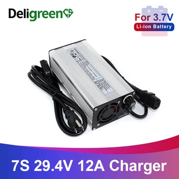 29,4 V 12A Зарядно устройство 7S 29,4 V E-Bike Литиево-йонна Батерия Smart Charger За 7S 24V LiMn2O4/LiCoO2 зарядно устройство за зареждане на батерията на Робота