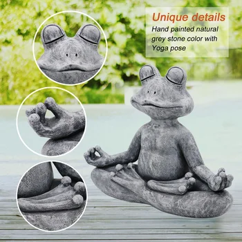 Статуетка на градинска жаба от смола, статуя на жаба Дзен йога, Градинска статуя, Градинска декорация, скулптура, интериор домашно кафе масичка