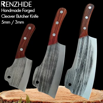 RZD Секира за рязане на месо от неръждаема стомана 5 мм, раздробяване на кости, широко нож за нарязване на Месо, Инструмент за оцеляване на открито