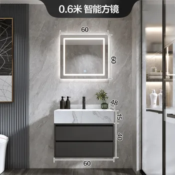 Комбиниран шкаф за баня с каменна печка, маса за баня, вграден огледален гардероб, комплект за баня
