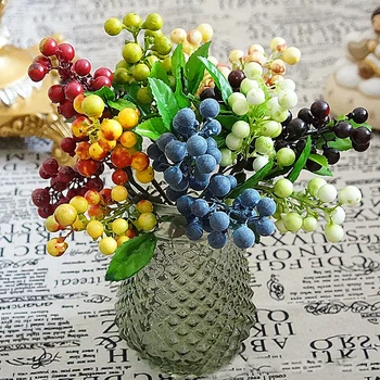 Изкуствена клонка боровинки, букет Цветя, Аксесоари за гирлянди, сини плодове, стъбла, фалшиви растения за коледна украса