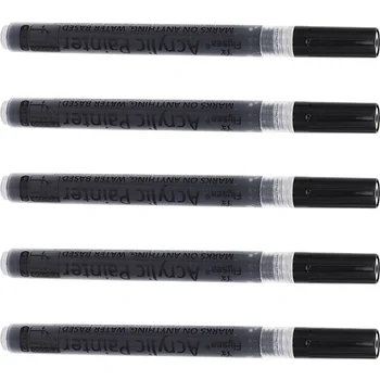5 Бр. акрилни маркери, черна Маркерная дръжка, маркери на водна основа, лъскави Черни маркери, маркерная дръжка, черен маркер