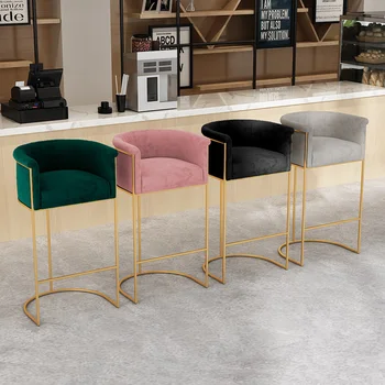 Високи Кухненски Бар Столове Velvet е Златен Табуретка Модерни и Луксозни Релаксиращи Бар Столове Метален Стол Sedie Nordic Furniture WW50BC