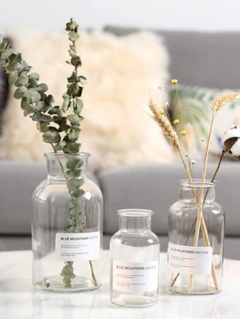 Прозрачна стъклена ваза в скандинавски стил ins, украса за дома, цветя, прибори, бижута за хидропонно растения, бутилка за украса на стаята
