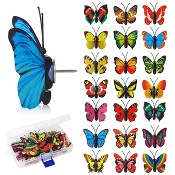 30шт възглавница с пеперуди, 3D Декоративни игли с пеперуди, бутон за палеца с прозрачна кутия за фотообоев, корк дъска