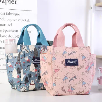 Мультяшная чанта за Bento с цип, преносима чанта за майките, плат Оксфорд, водоустойчива чанта за ориз, работни чанти за обяд, женствена чанта