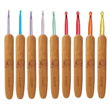 2-6 мм бамбукова игла за плетене на една кука Дървени игли за плетене на една кука, ръчно изработени САМ Пуловер, Тъкане на Инструменти за шиене