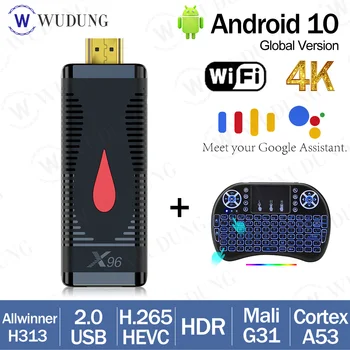 X96S 400 TV Stick Глобалната версия на Android На 10 Smart TV Box Allwinner H313 2GB DDR3 16GB X96 S400 TV Dongle 4K 2.4 G Wifi PK X96 MAX