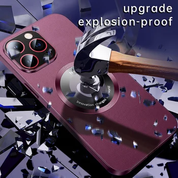 Лека Луксозна Кожена Магнитна Обвивка на Допир за iPhone 14 Case 13 12 Pro Max Защитна Стъклена Леща За Телефон