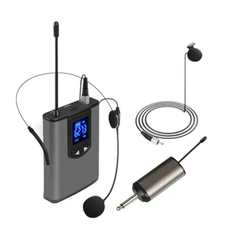 Микрофон за слушалки петличный микрофон с предавател и приемник Bodypack Изход 1/4 инча (A)