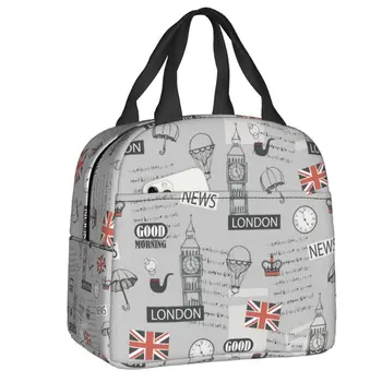 Случайна чанта за обяд от лондонския британския модел, Великобритания, Великобритания, Водоустойчив Охладител, термален обяд-бокс За жени, дамски Чанти за храни
