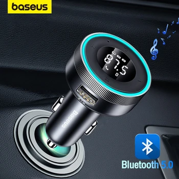 Baseus предавател FM Модулатор Авто Безжична Bluetooth 5,0 USB Бързо зарядно устройство за Автомобил Aux радио Mp3-плейър Музикален комплект за кола 