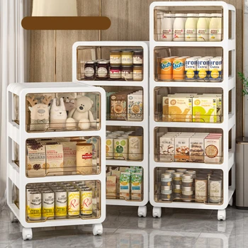 Стелажи за закуски Многофункционален кухненски шкаф за съхранение на Прост кухненски колички Подвижни стелажи за съхранение на Кухненските мебели Малка полк