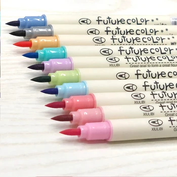 10 Цвята, цвят четка, маркери за рисуване, Комплект акварельных мастила, Дръжки за калиграфия, за да проверите за дневник за scrapbooking