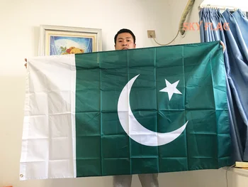 НЕБЕСЕН ФЛАГ Флаг Пакистан 90x150 см Полиестер ФЛАГ PK PAK Аксесоари за партита Начало Декор Двустранни Банери-овесени ядки Празнични изделия