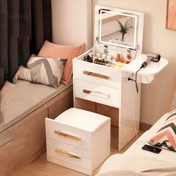 Леки луксозни многофункционални скринове, скандинавски мебели за спални, творчески скрин с USB зареждане, мини-малка странична масичка за малък апартамент