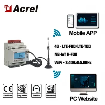 Acrel ADW300 Ин машина за висока точност 3-фазно 4-жични Din-рейк Умен Брояч на Енергия Безжична връзка Wifi, 4G Suzan RS485 по Избор