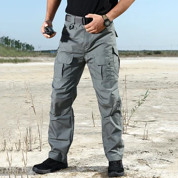 Нови тактически панталони-карго, мъжки армейските панталони SWAT, мъжки ежедневни памучни директни тънки панталони с много джобове IX2, пролет-есен
