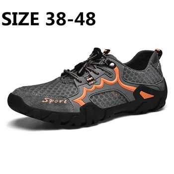 Мъжки маратонки голям размер 38-48, модни летни мъжки ежедневни обувки, ръчно изработени, дишаща мъжки обувки, градинска мъжки обувки за блатото пеша