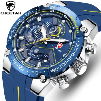Модерен мъжки часовник CHEETAH, висок клас марка, луксозни ръчен часовник, кварцов часовник, сини часовник, водоустойчив мъжки спортни хронограф, reloj hombre