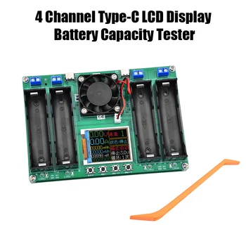 Тестер на зареждане на батерията 4-канален цифров дисплей Тестер капацитет батерия 18650 Измерване на литиева батерия Детектор мощност Тестер Type-C