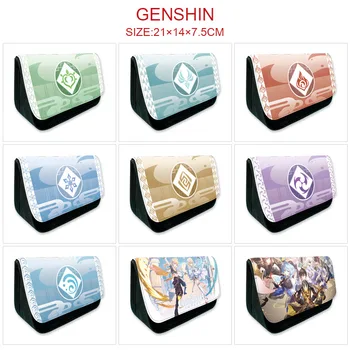 Аниме Игра Genshin Impact Pen Чанта Канцеларски материали за обучение, платно, ремонт, чанти за моливи с голям капацитет, чанта за писма