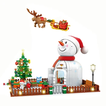 2021 Град Зимна село Коледно дърво Човечето Къща Коледна украса Модел за Изграждане на Блокове, Тухли, Детски играчки