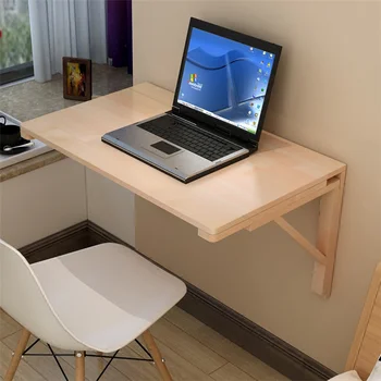Стенен плаващ компютърен маса, Сгъваема масичка за лаптоп, масивни скоби за офис, домашно приготвена храна, 60x40 см, многофункционална маса