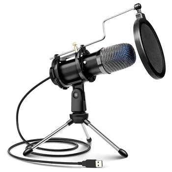 Кабелен Usb кондензаторен микрофон със защита От разклащане Скоба За PC преносим Компютър Пеене Игри Потоковая запис студио YouTube видео