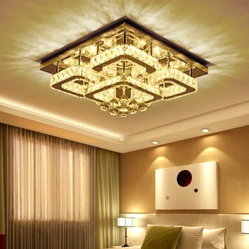 Полилей модерен кристална тавана лампа, дневна, луксозен сребърен тавана лампа, спалня, led лампа, трапезария, кристална лампа, кухня