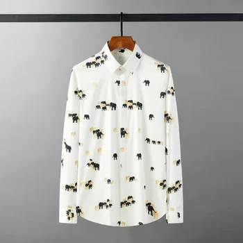 Мъжки ризи с принтом слонове в джунглата Minglu, луксозен мъжки дрехи с дълъг ръкав, бизнес вечерни ризи, смокинг 4xl