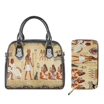 Twoheartsgirl, творчески Египетски дизайн, дамски чанти с горната дръжка, дамски чанти-месинджър, портфейл, 2 бр./компл., случайни прашка през рамо