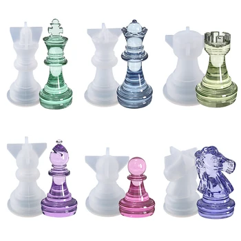 3D Международни шах, епоксидна смола, силикон форма, прозрачни фигури, Формата на diy, Украса за дома, Инструменти за леене, Подаръци
