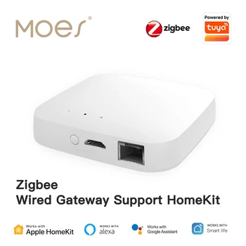 MOES Smart Zigbee Hub Работи с кабелен врата Homekit, дистанционно управление, моста 