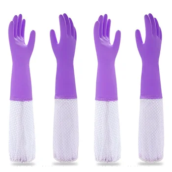 2 бр. домакински ръкавици за миене на съдове с дълги ръкави, нескользящие ръкавици за почистване, боядисване, градинарство