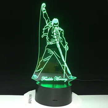 3D led нощна светлина с фигура на британския певец Фреди Меркюри, лека нощ и за офис, интериор на дома на масата, най-добрият подарък за феновете на 3925