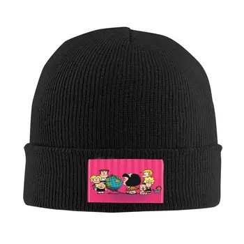 Забавна шапчица-бини Mafalda Frieds, унисекс, топла зимна шапка, Мъжки възли шапки, уличен комикс, Аржентина, Кино, Skullies, шапки, шапка
