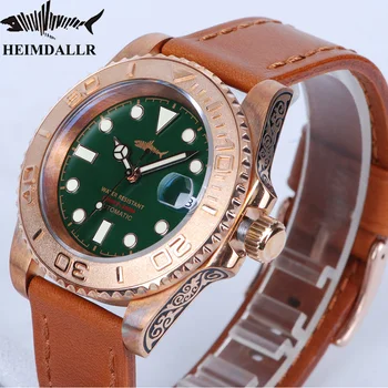 Бронз часовници Heimdallr за гмуркане, мъжки автоматичен часовник с светящимся циферблат 3C, bezel от сапфир стъкло с изображение, механични Водоустойчив 300 м