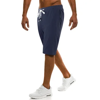 Мъжки летни нови обикновена къси панталони от памук и лен големи Размери, тънък дишащи ленени шорти