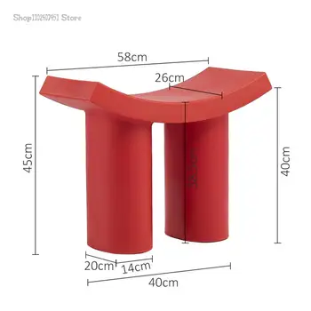 Скандинавски извити столче за смяна на обувки, домашен модерен врата лампа, луксозен пластмасова малка табуретка за всекидневна, мрежест червен стол с летенето слон