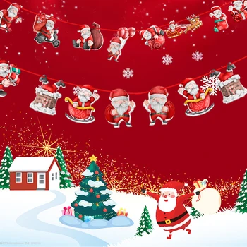14 бр. Коледен висящ банер, флаг на Дядо Коледа, коледна висулка за украса на хола, Коледа нова година начало декор