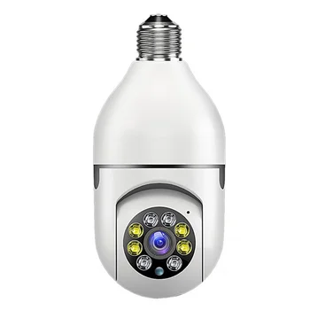 Безжична лампа с резба E27 Камера за наблюдение с дистанционно управление, мобилен телефон за нощно виждане на 360 ° Пълноцветен мрежа 