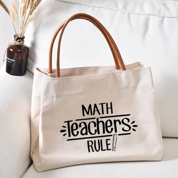 Чанта-тоут с принтом за учители по математика, работна чанта, подарък за учители, дамски холщовая чанта за книги, плажна чанта, Директна доставка